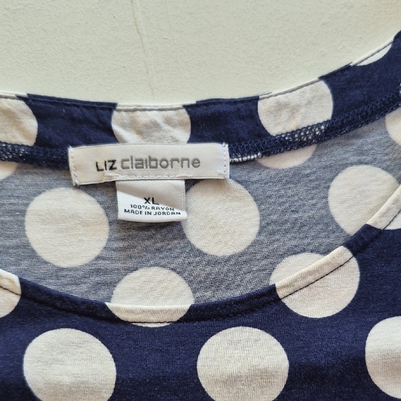 Liz Claiborne Navy With Large White Polka Dots. XL - Picture 2 of 5